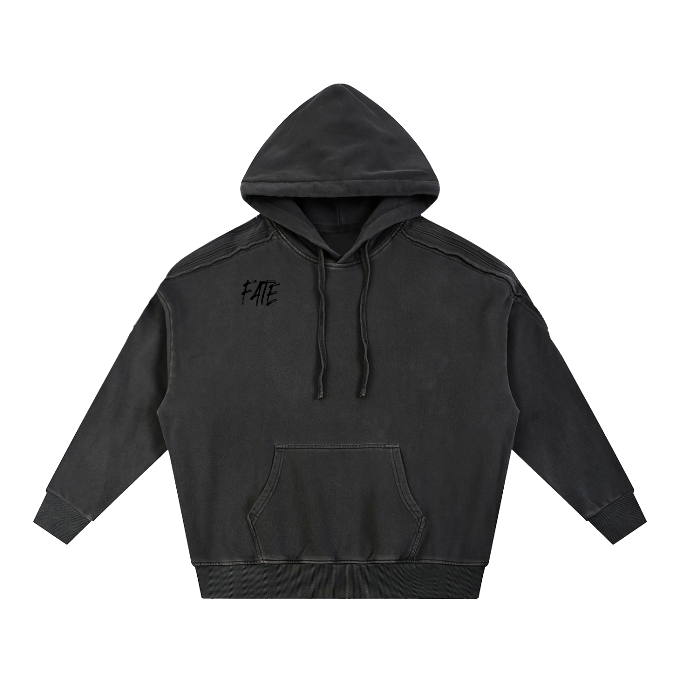 Snow Washed Tape Raw Edge Hoodie