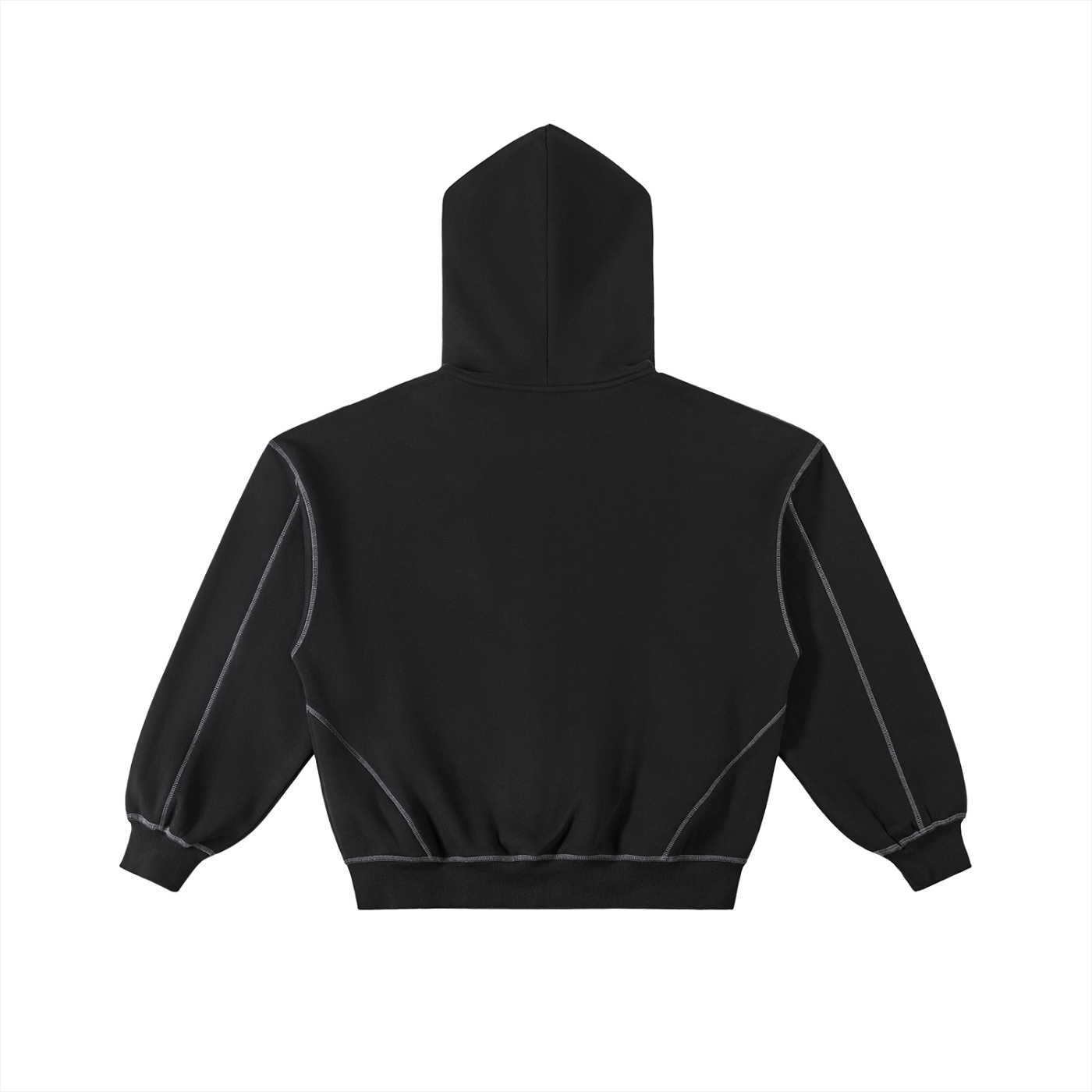 Contrast-Stitched Fleece Zip Hoodie