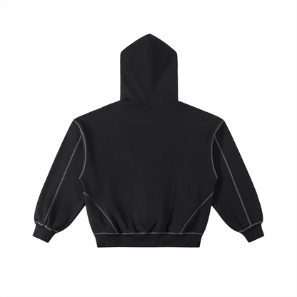 Contrast-Stitched Fleece Zip Hoodie
