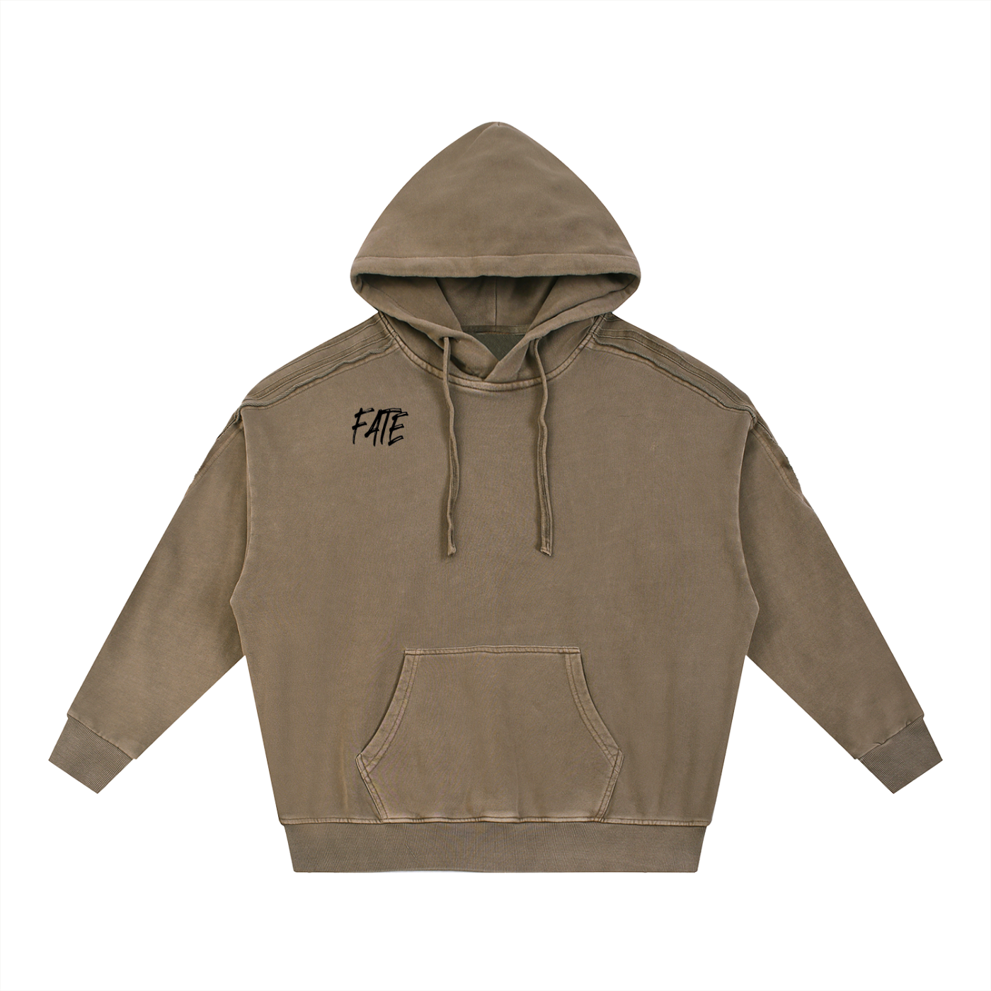Snow Washed Tape Raw Edge Hoodie