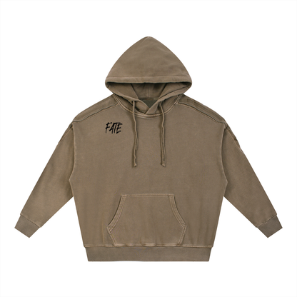 Snow Washed Tape Raw Edge Hoodie